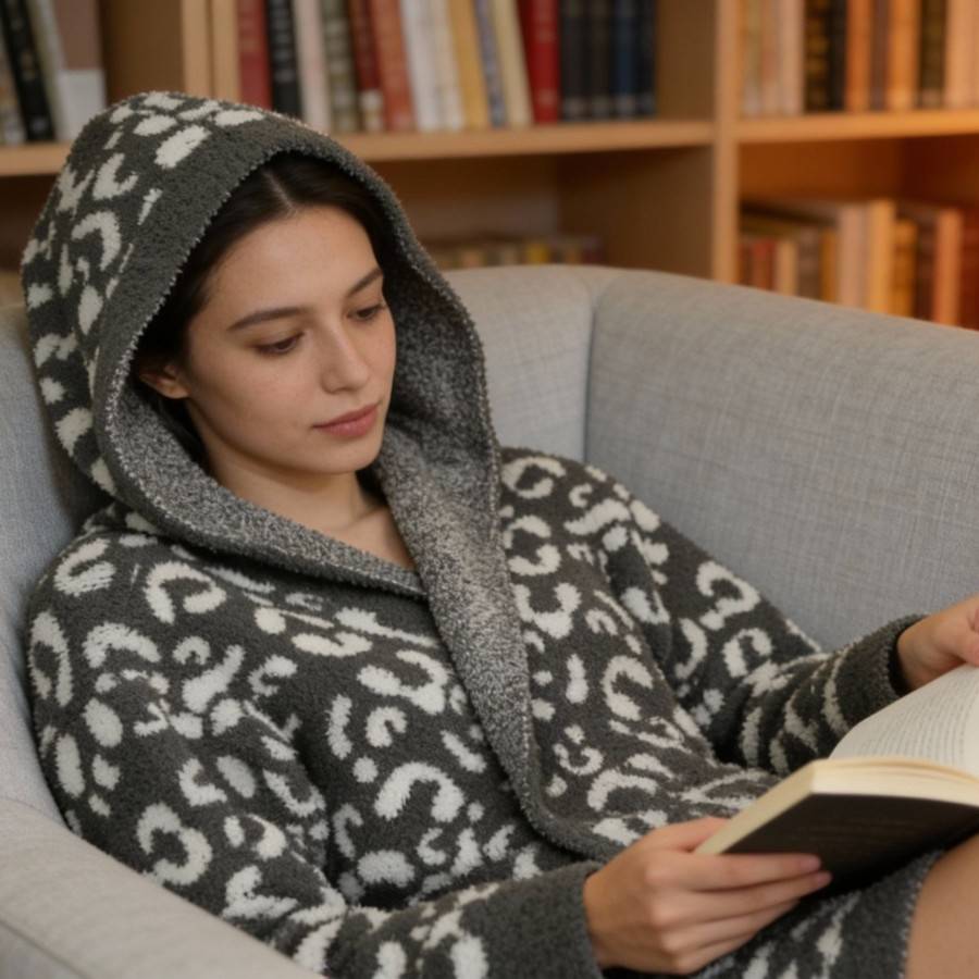 Lightweight Knitted Fleece Hooded Jacket Loungewear Hoodie
