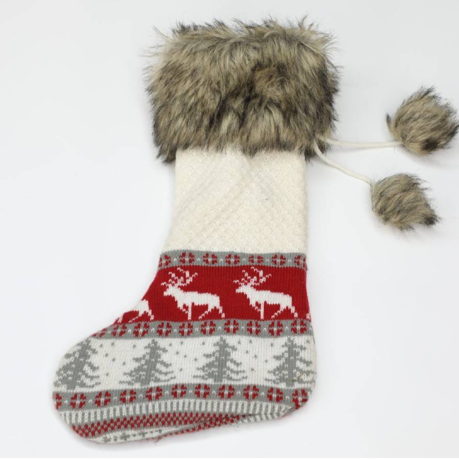 شباشب جوارب محبوكة لعيد الميلاد، جوارب شتوية دافئة مبطنة بالفرو