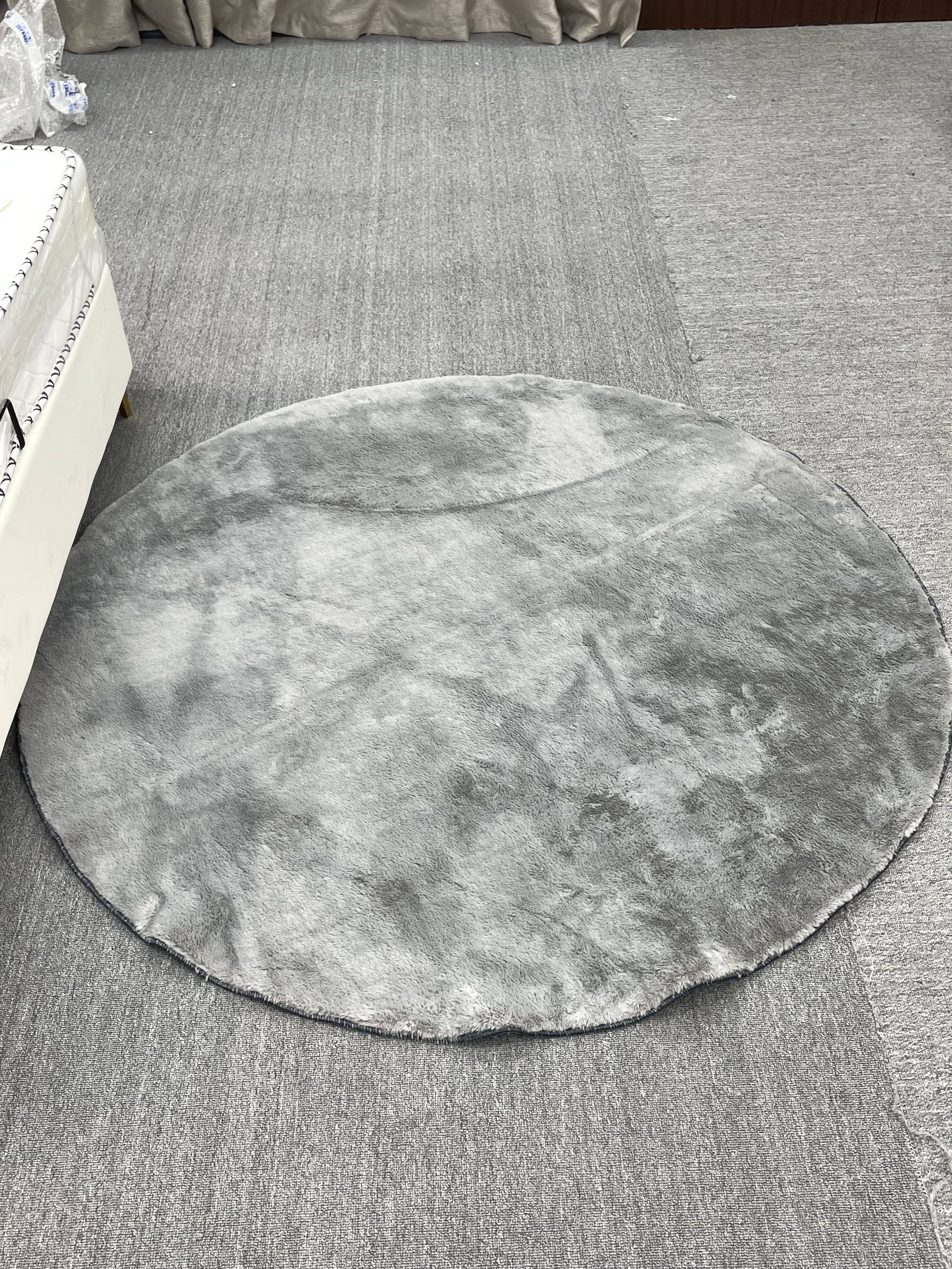 Faux Rabbit Fur Round Rug Soft Plush Anti-Slip Carpet for Bedroom Living Room