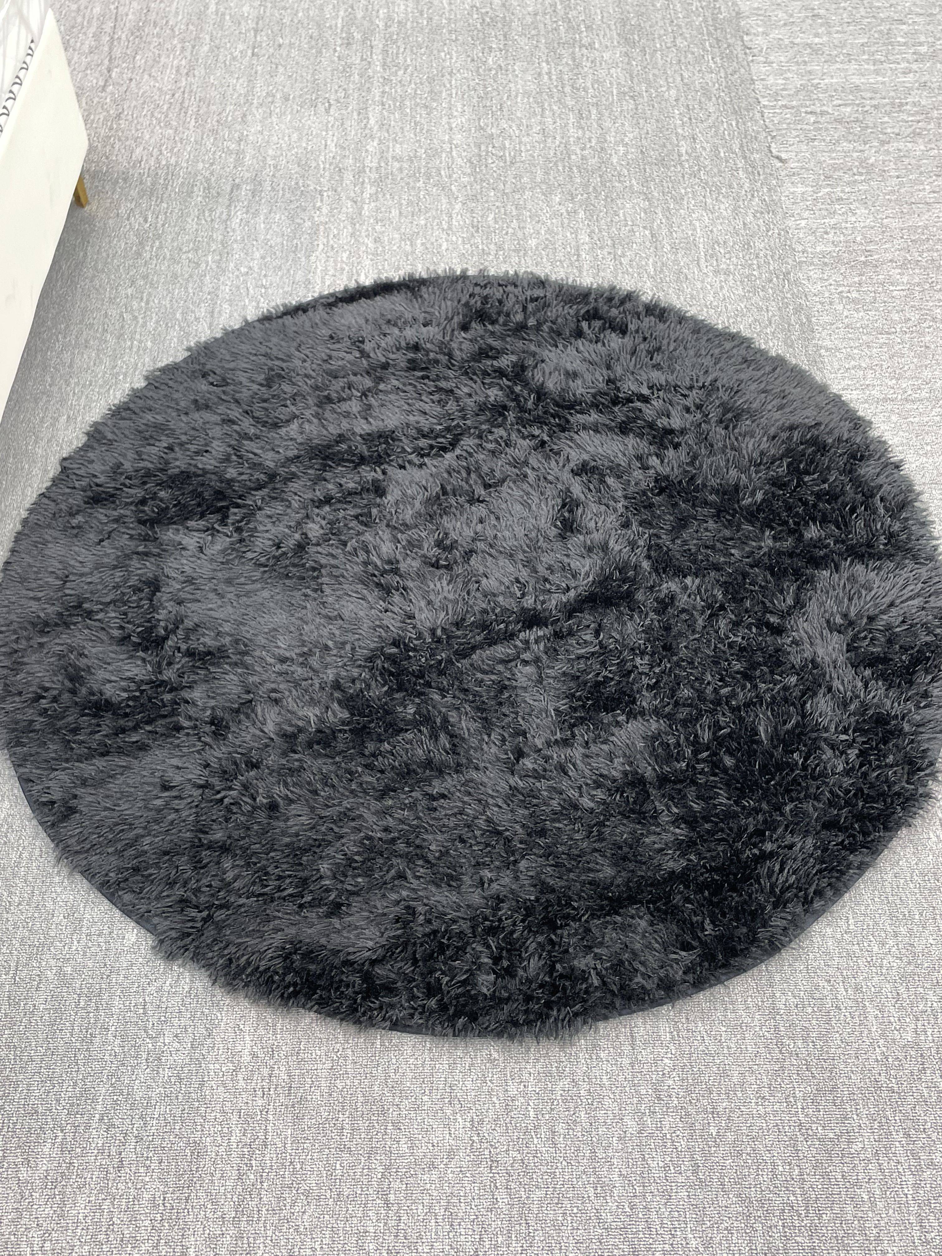 Faux Rabbit Fur Round Rug Soft Plush Anti-Slip Carpet for Bedroom Living Room